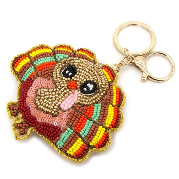 Colorful Beaded Turkey Keychain - Picture 1 of 1